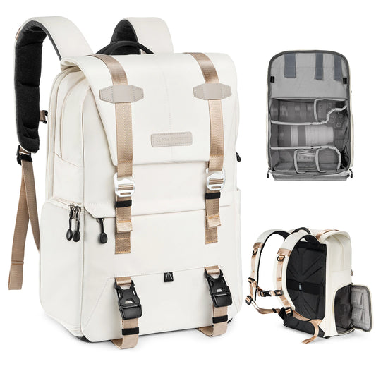 K&F Concept Camera Backpack Travel Photography Bags Large Capacity Camera Case with Tripod Side Rain Cover for 15.6 Inch Laptop